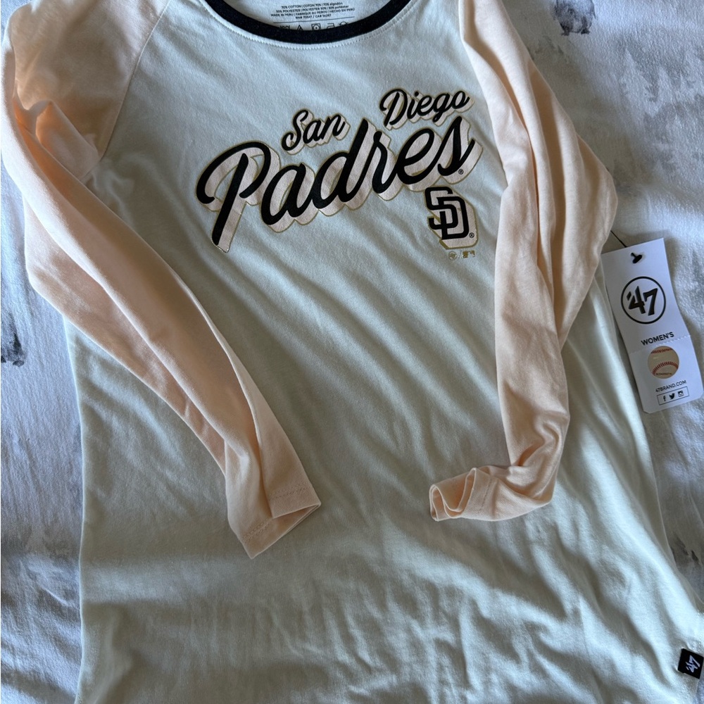 47 Women's San Diego Padres Long Sleeve Tee - Cream & Peach